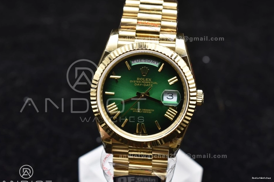 40 725 on Steel YG (Gain QF Bracelet President A2836 904L Dial Weight) Best DayDate V4 Green GoAnywhere Edition Black 0209
